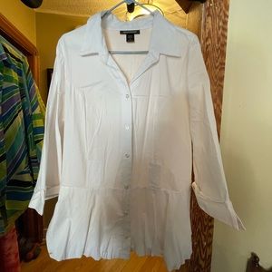 White Plus Size Cotton Blend Shirt